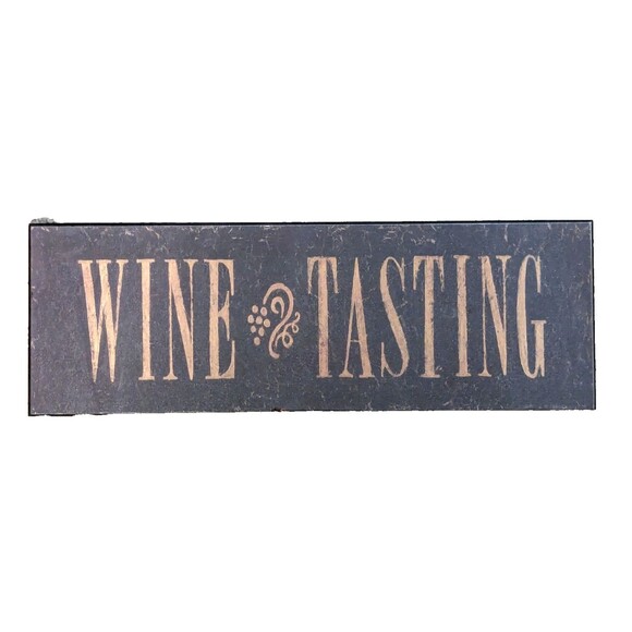 Wine Tasting Wood Plaque Grape Winery Rustic Sign 18 x 6-in Brown Gold Gift - Picture 2 of 5